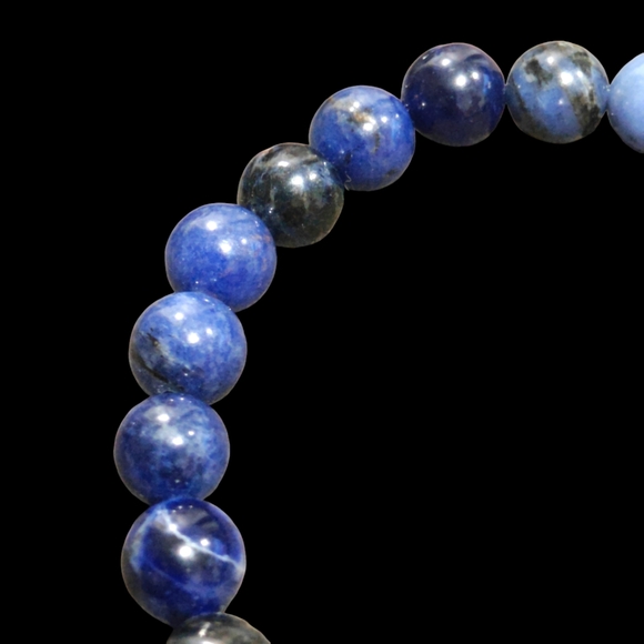 Sodalite Bracelet Natural Stones 8mm Stretches Unisex - Picture 3 of 5